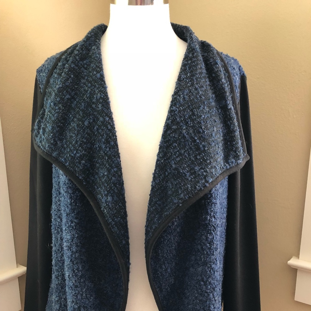 Roz & Ali Wool Cardigan w/Knit Sleeves Size M